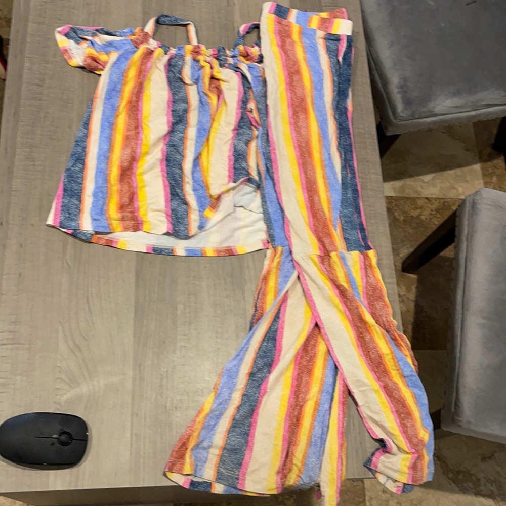 Two piece bell bottom suit